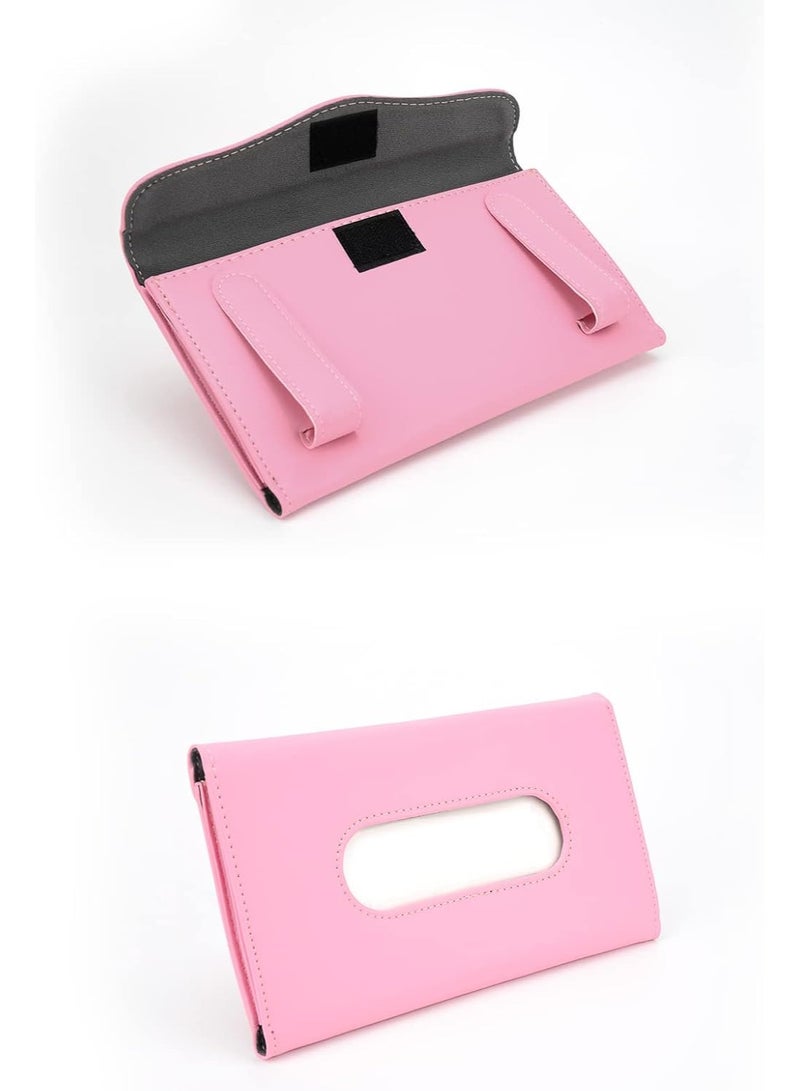 بريميوم العالمي الوردي PU الجلد السيارة الشمس شاشة الأنسجة ورقة حامل تخزين صندوق الحالات حامل للسيارة, موزع الورق للسيارة, السيارة الأنسجة منديل حامل صندوق للسيارة, معلق الأنسجة كليب - Image 2